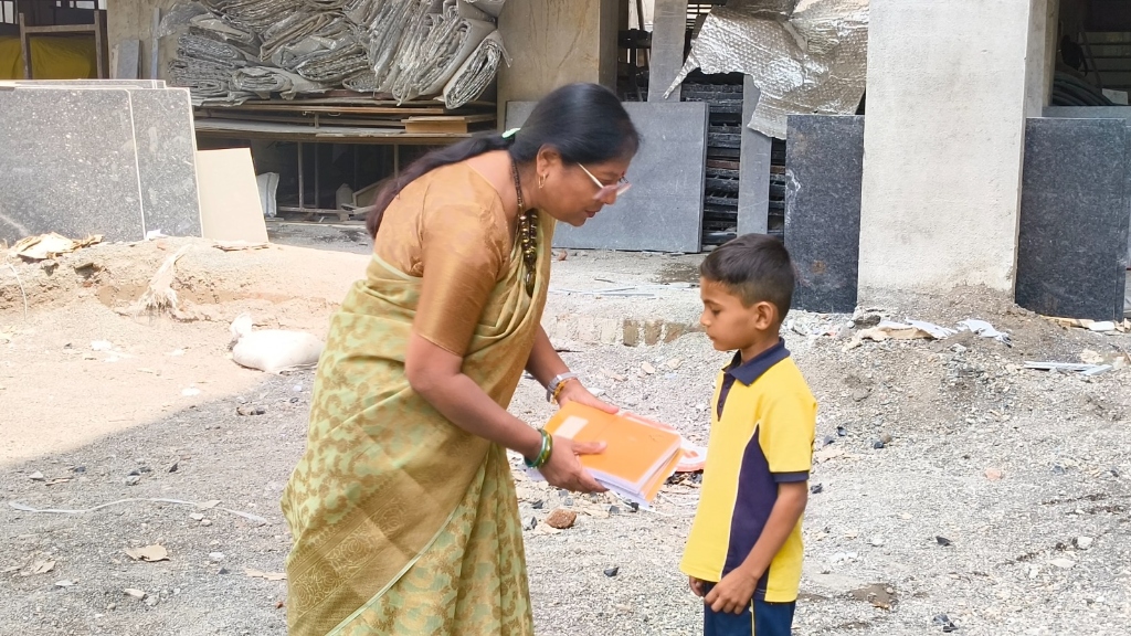Distributing books to students